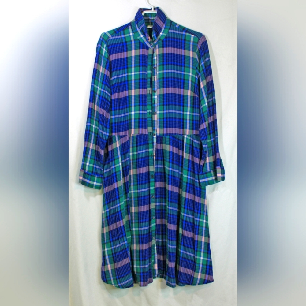 Fit and flare button up plaid dress